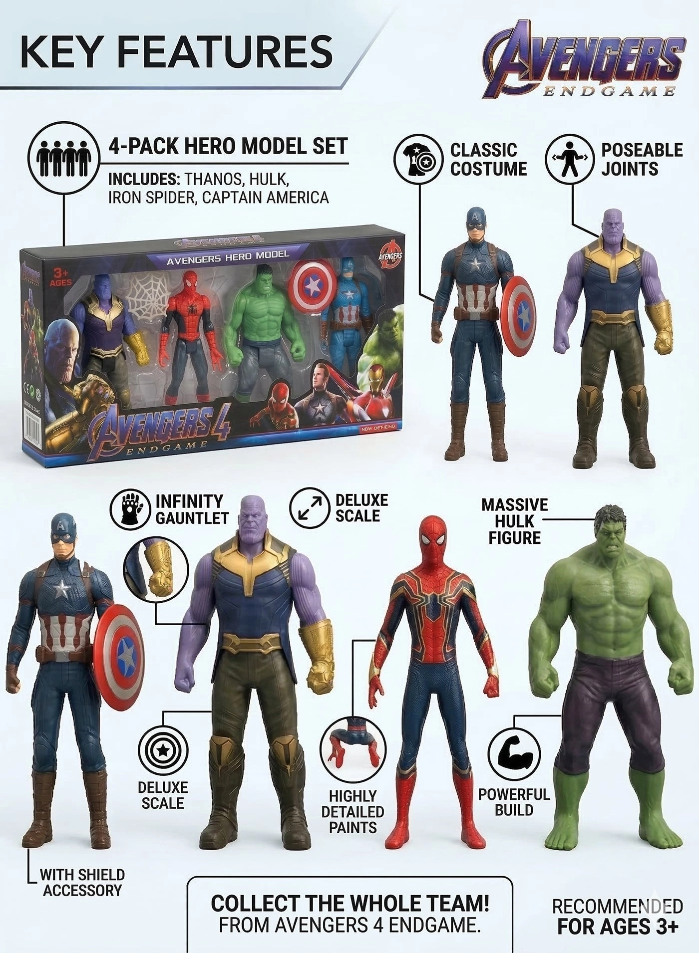 Thanos + Captain America + Iron Spider + Hulk - Avengers - 4 pcs (R1132)