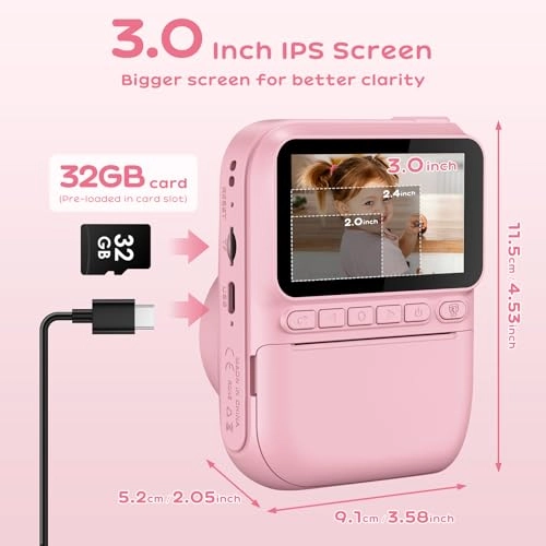 Kids Instant Camera - 3.0 Inch 14MP 1080P