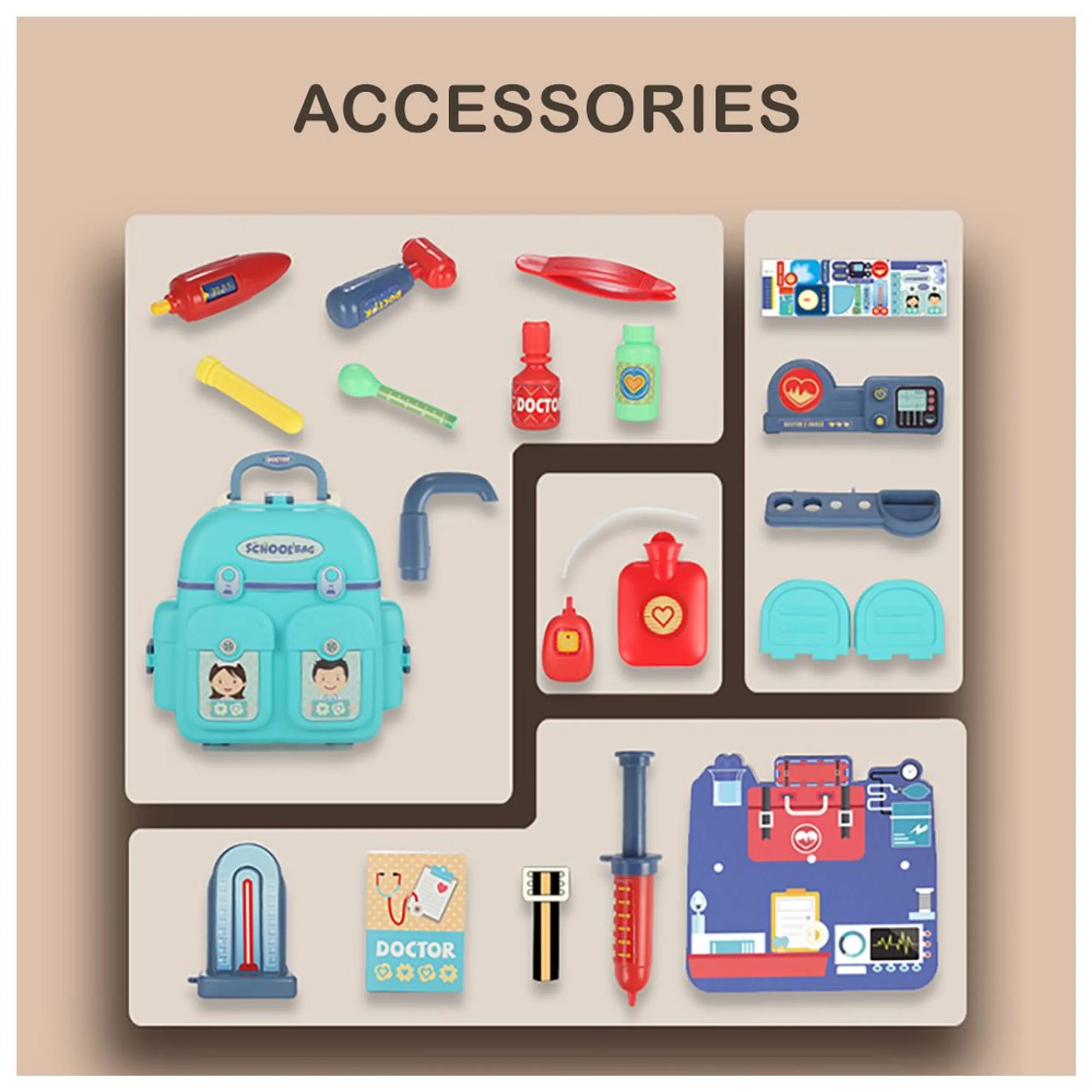 Role Play Clinic Toy Set School Bag - 23pcs