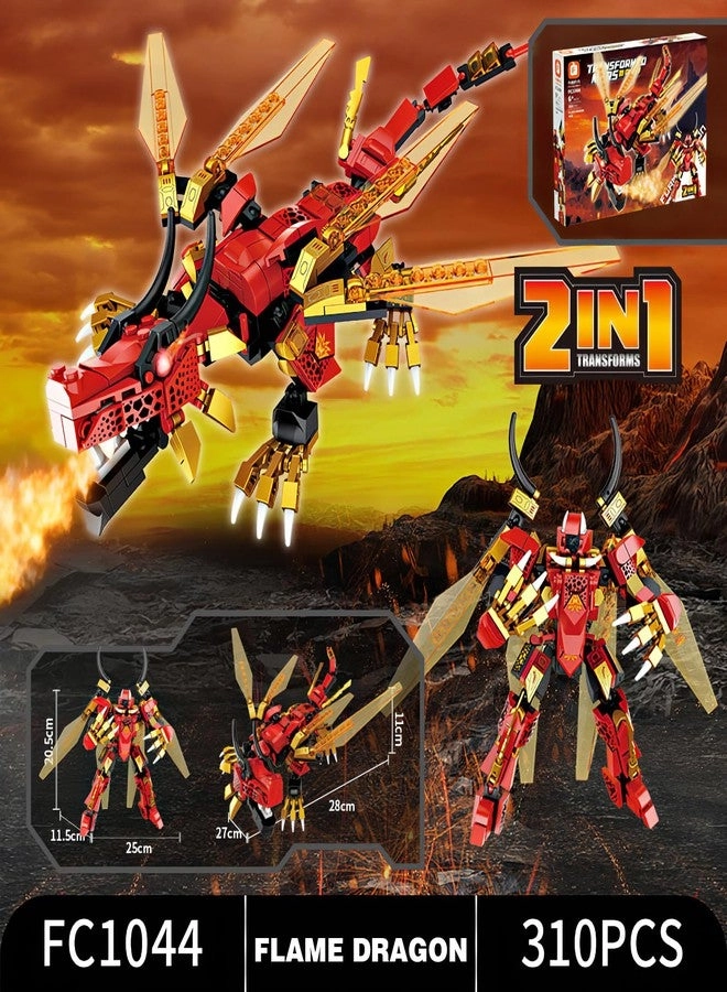 Transformer Toys - 2 in 1 Transforming Ninja Mech Dragon Warrior (1222 Pieces)