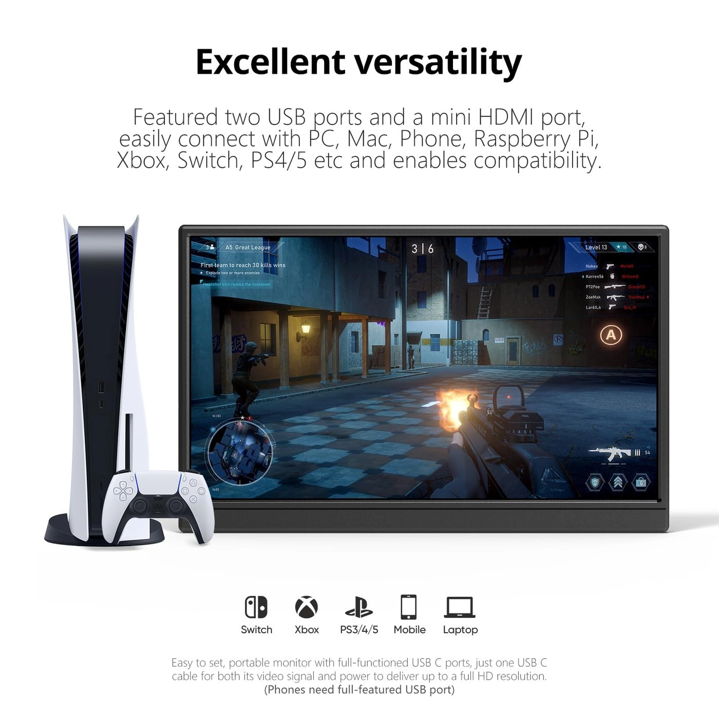 Portable Monitor - 15.6 Inch 1080P