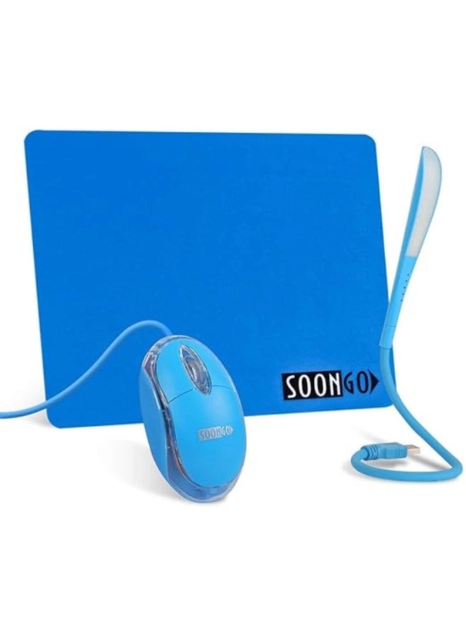 Mini Mouse Pad + Kids Mouse + USB LED Light