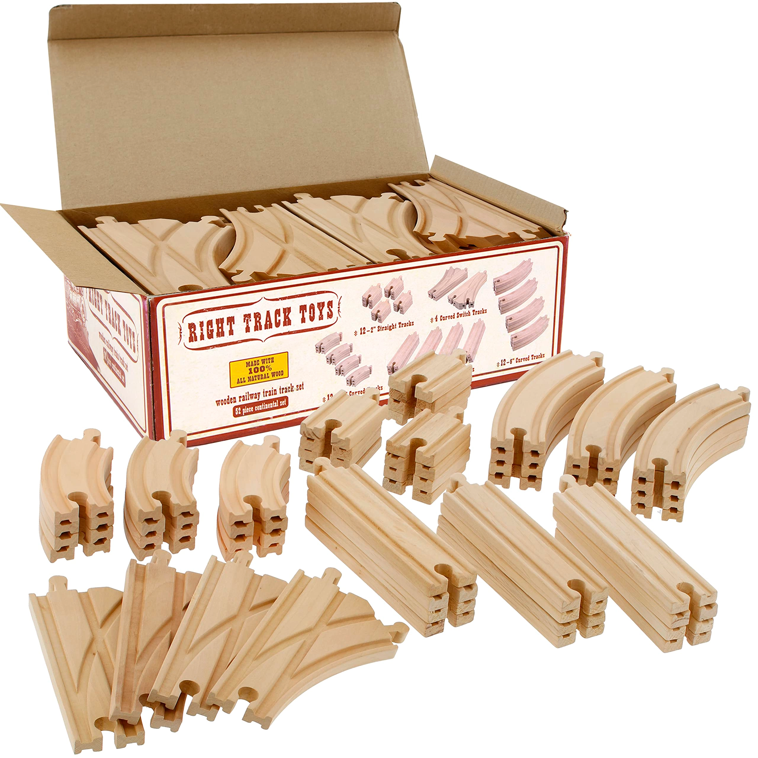 Right Track Toys Wooden Train Track - 52pcs