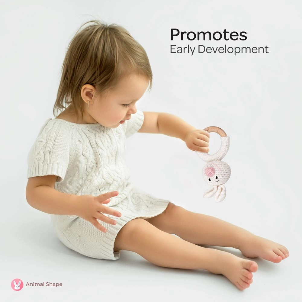 Crochet Ring Rattle Toy - Suitable for 0 month & above premium cotton yarn Tiger