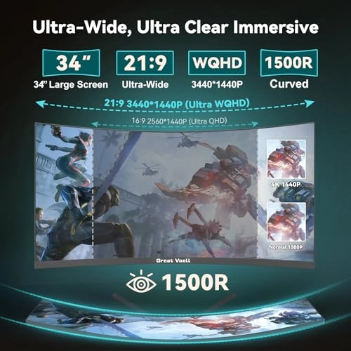 Curved Gaming Monitor - 3440x1440P 34-Inch