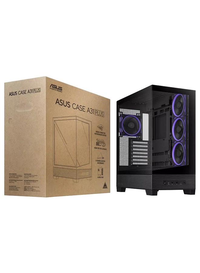 ASUS A31 PLUS - Tempered Glass Front & Side Panels ATX Mid Tower