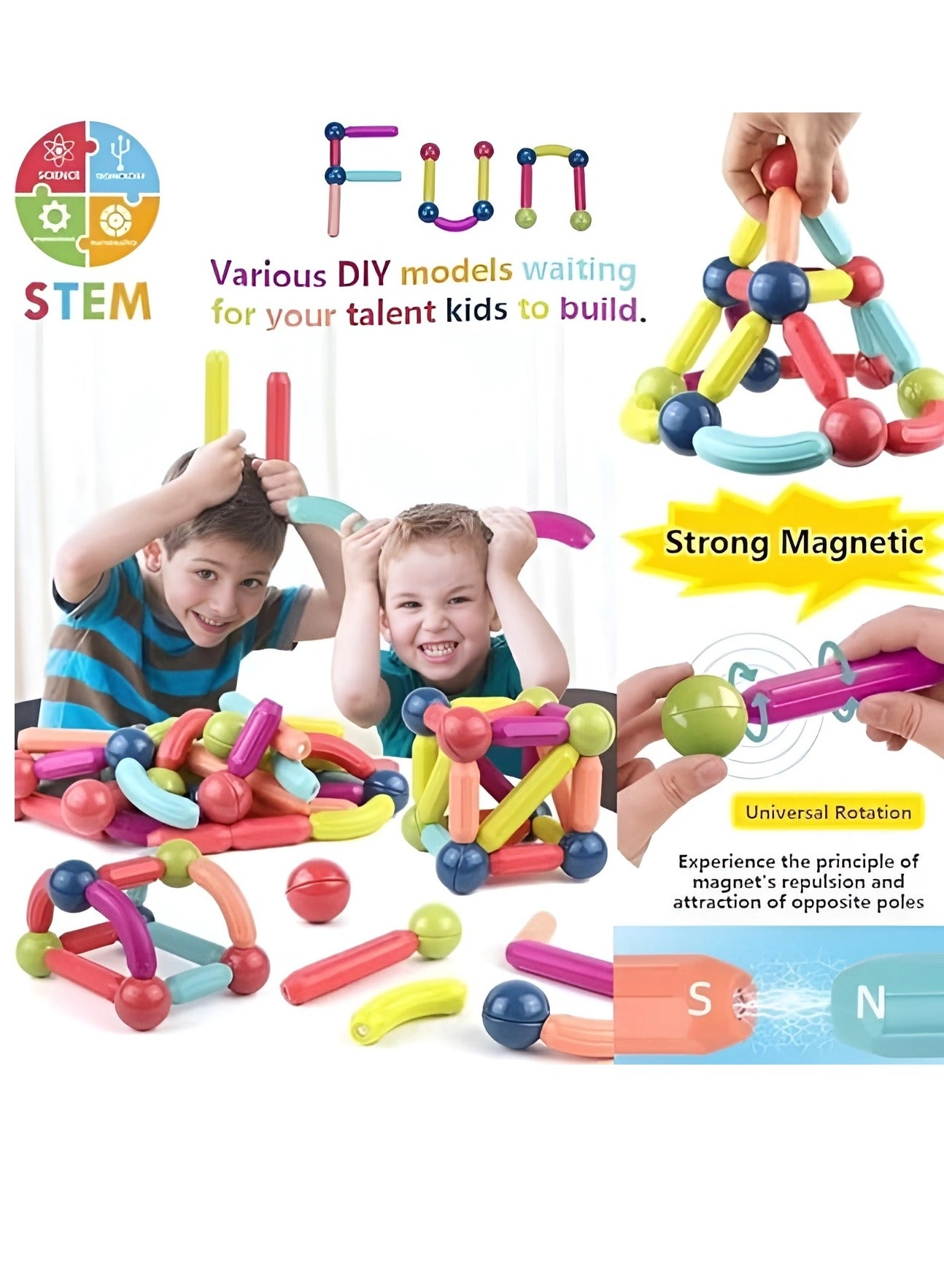 Magnetic Sticks and Balls - 84 pcs