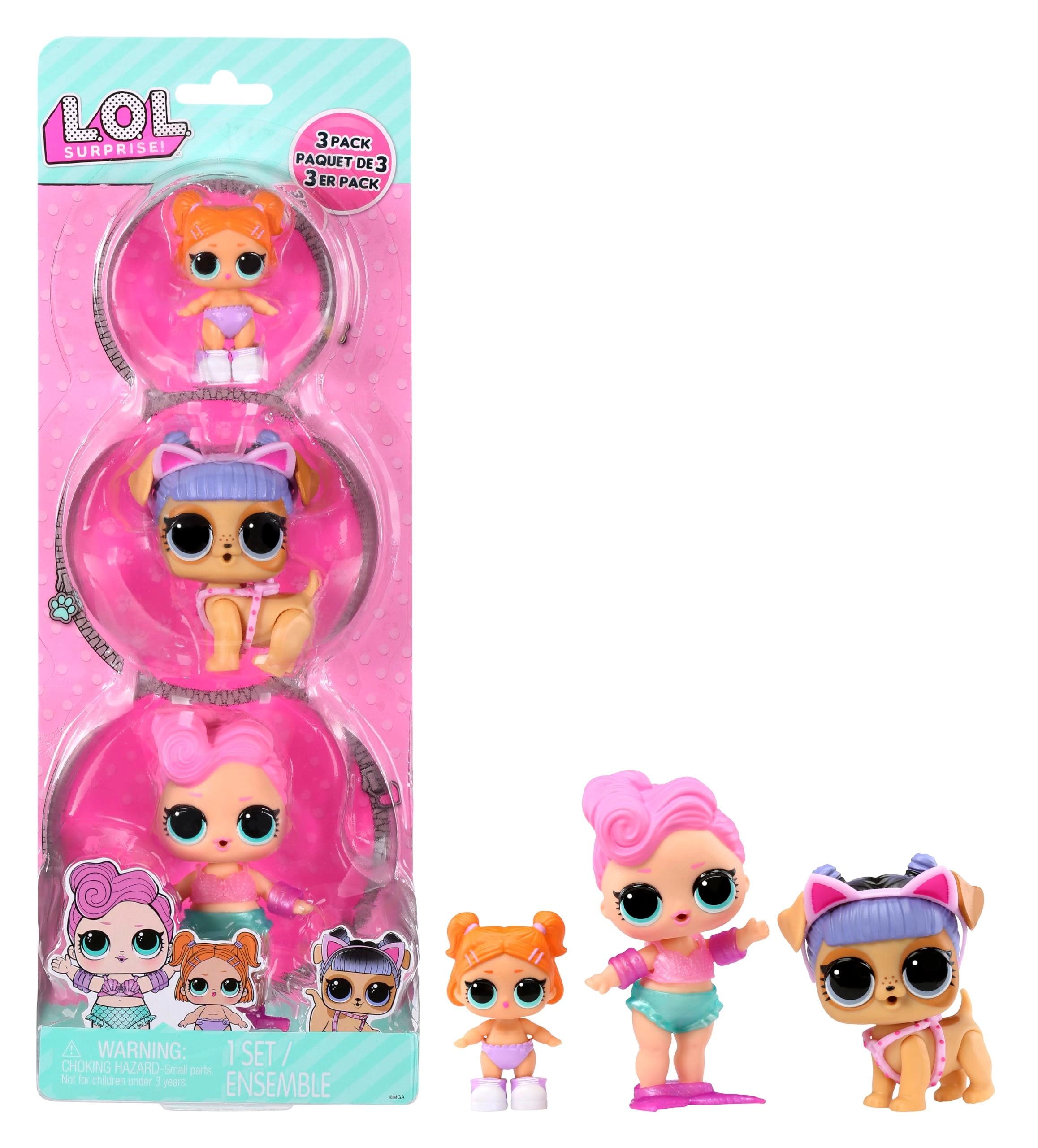 Waves Doll - Orange Hair + Pink Kansas K9 Puppy + Lil Beats Doll Ages 3+