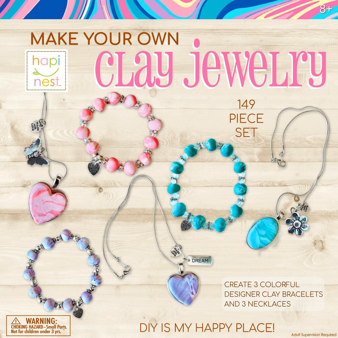 Hapinest Make Your Own Clay Jewelry Making Kit - 3 Bracelets 3 Necklaces Polymer Clay
