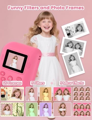 Kids Print Camera - Instant Printing 1080P Videos Red Bundle