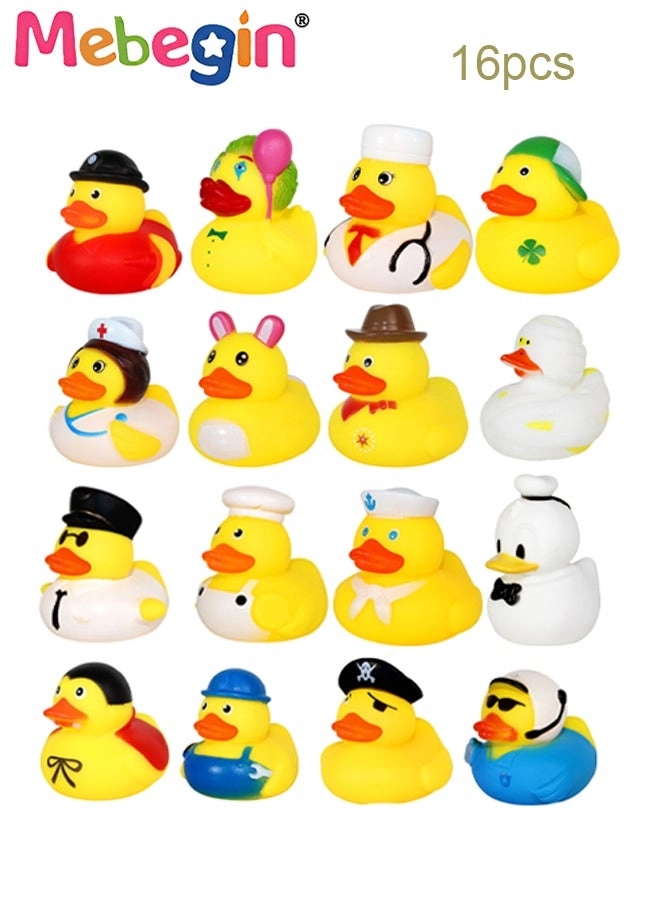 MEBEGIN Rubber Duck - 16 Pack Assorted Squeaky