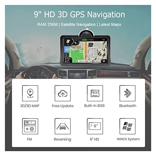3D GPS Navigation - 9 inch 256MB+8GB 894156465132 Free Lifetime Map Updates