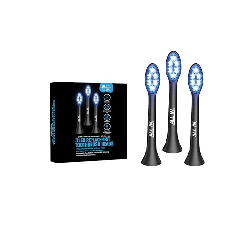 Replacement Heads for Sonic Electric LED Whitening Toothbrush - Blue & Red LED 4 Modes 3 Count