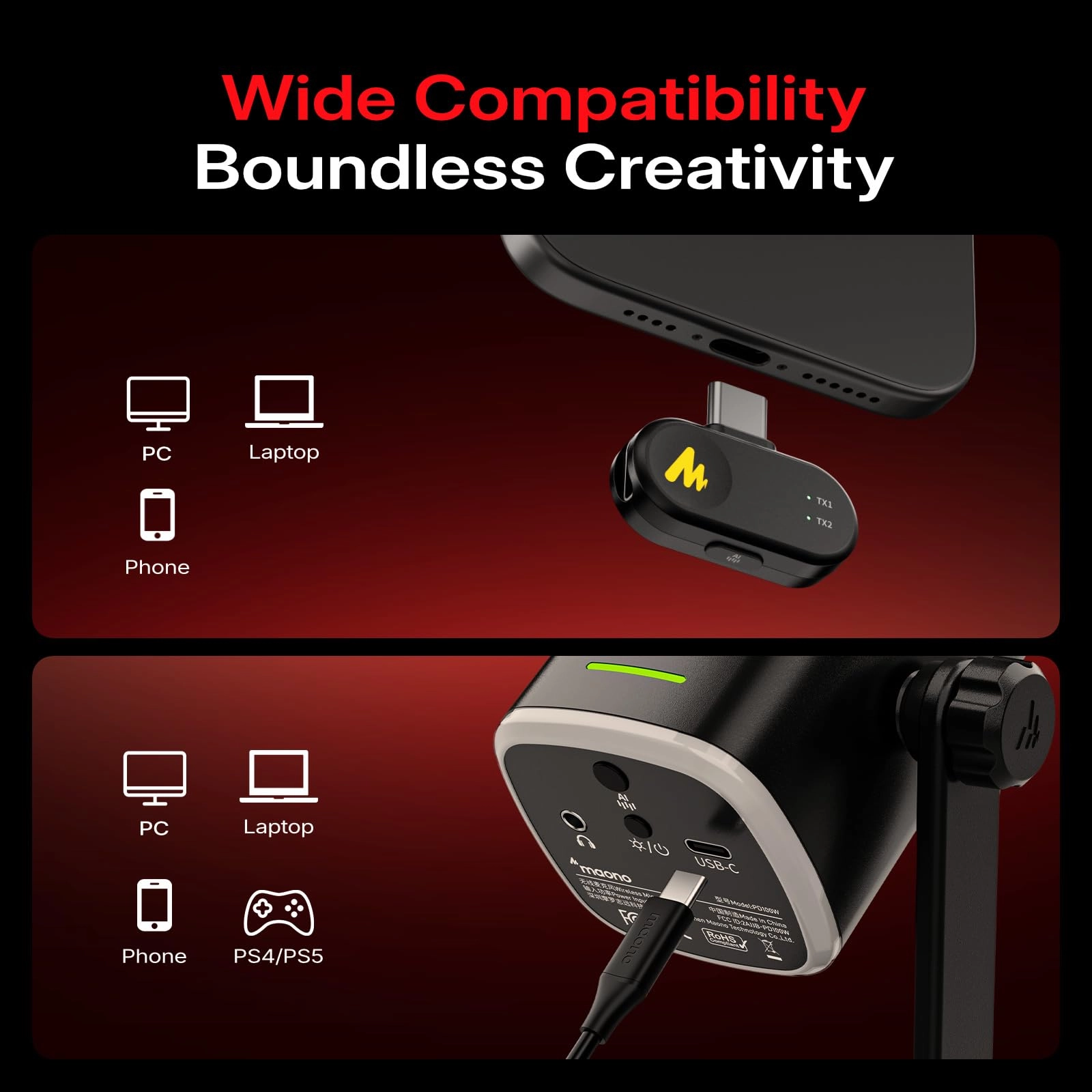 PD100W USB+Wireless Microphone