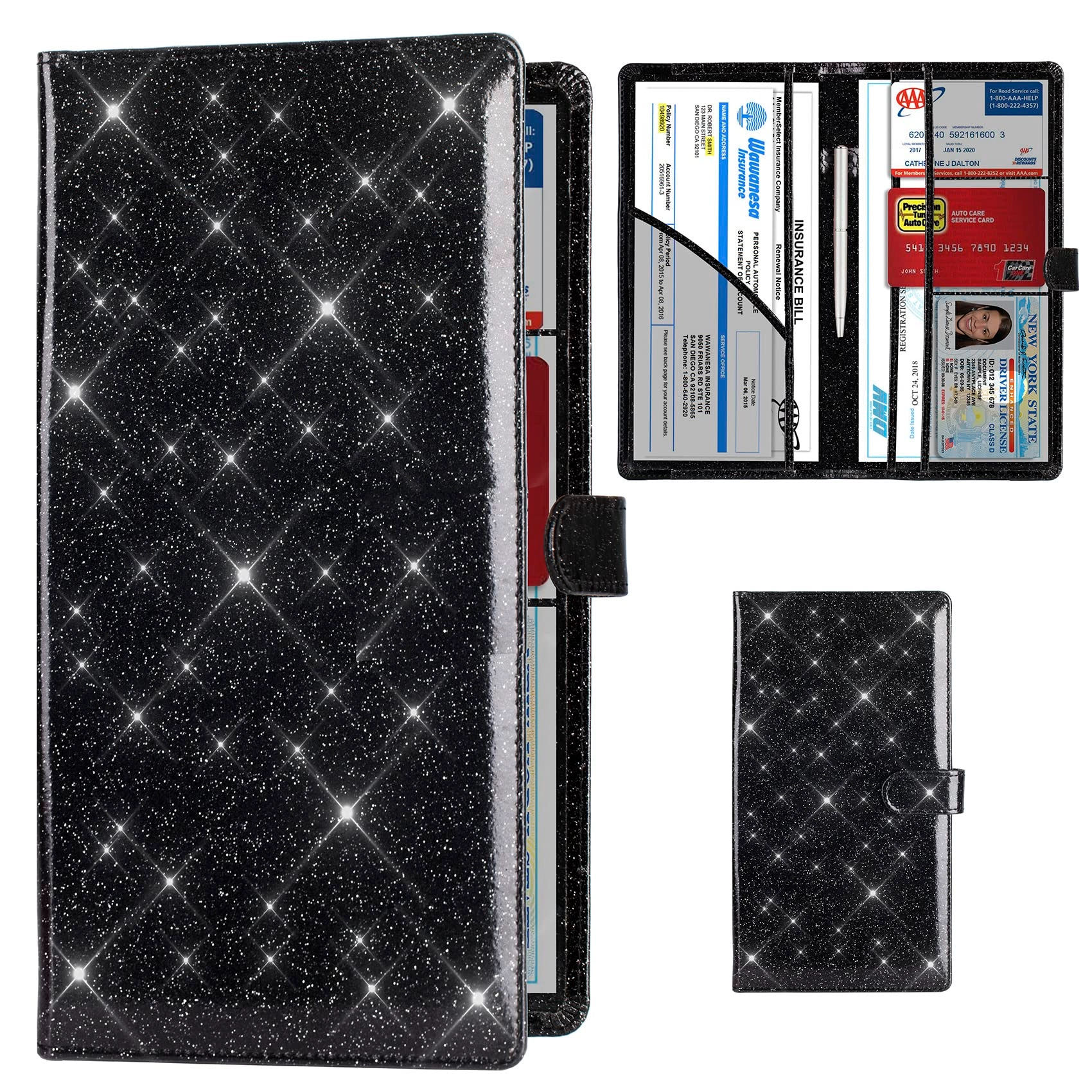 toursuit Car Registration and Insurance Card Holder - Cross Black 6 Compartments
