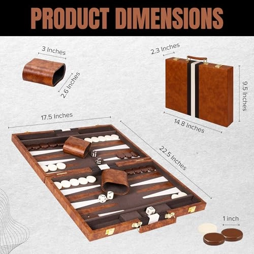 Backgammon Set - Classic Edition Premium Leather Case