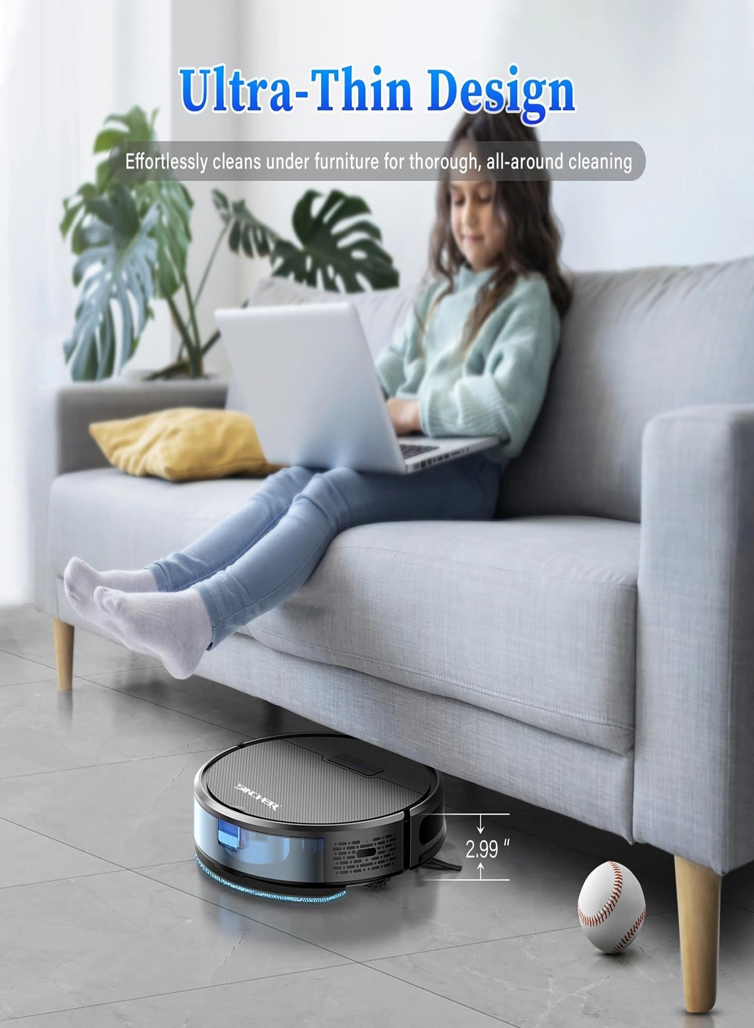 SG50 Robot Vacuum - With Mop, Self-Charging