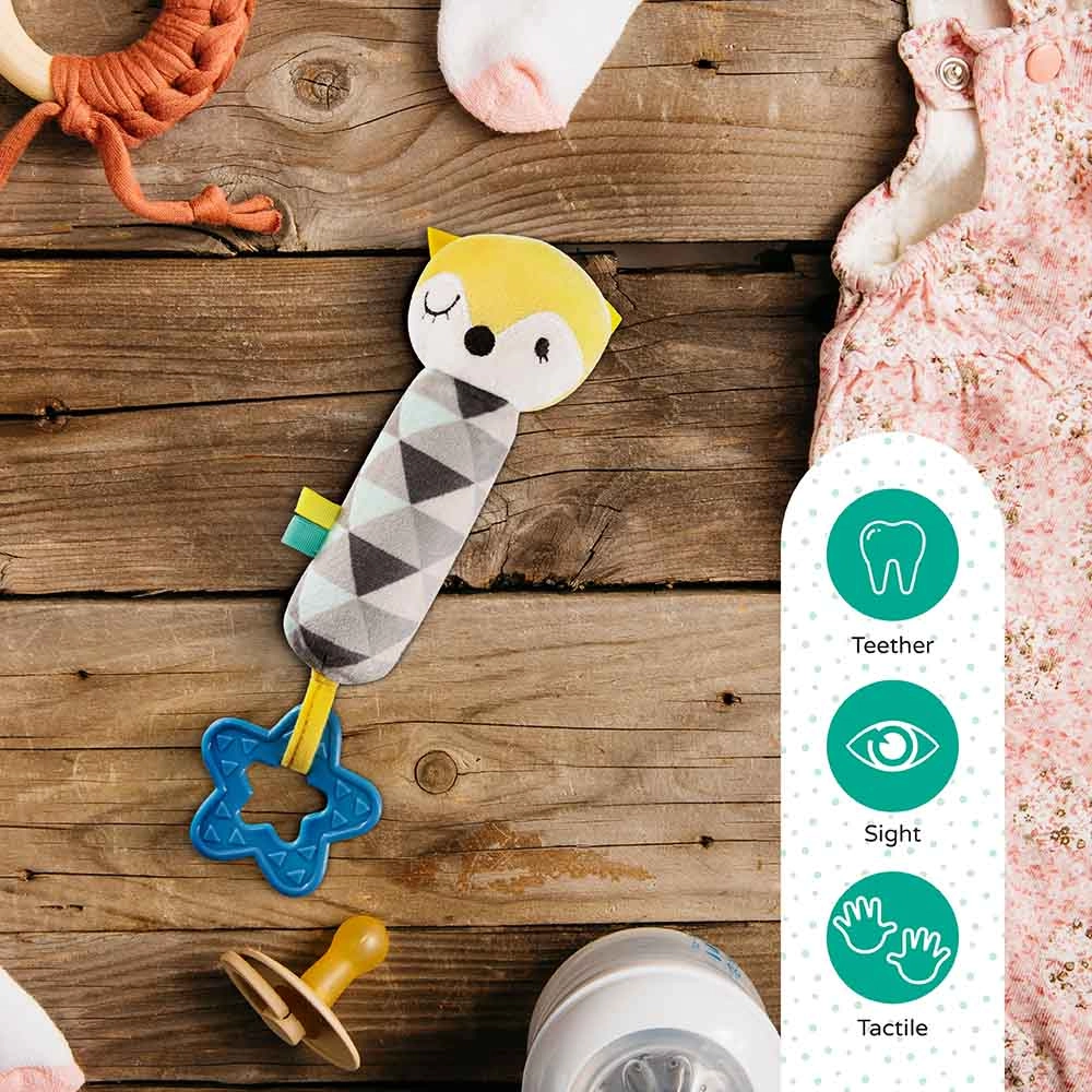 Good Night Soft Rattle Plush Toy & Teether - Lightweight EN Certified