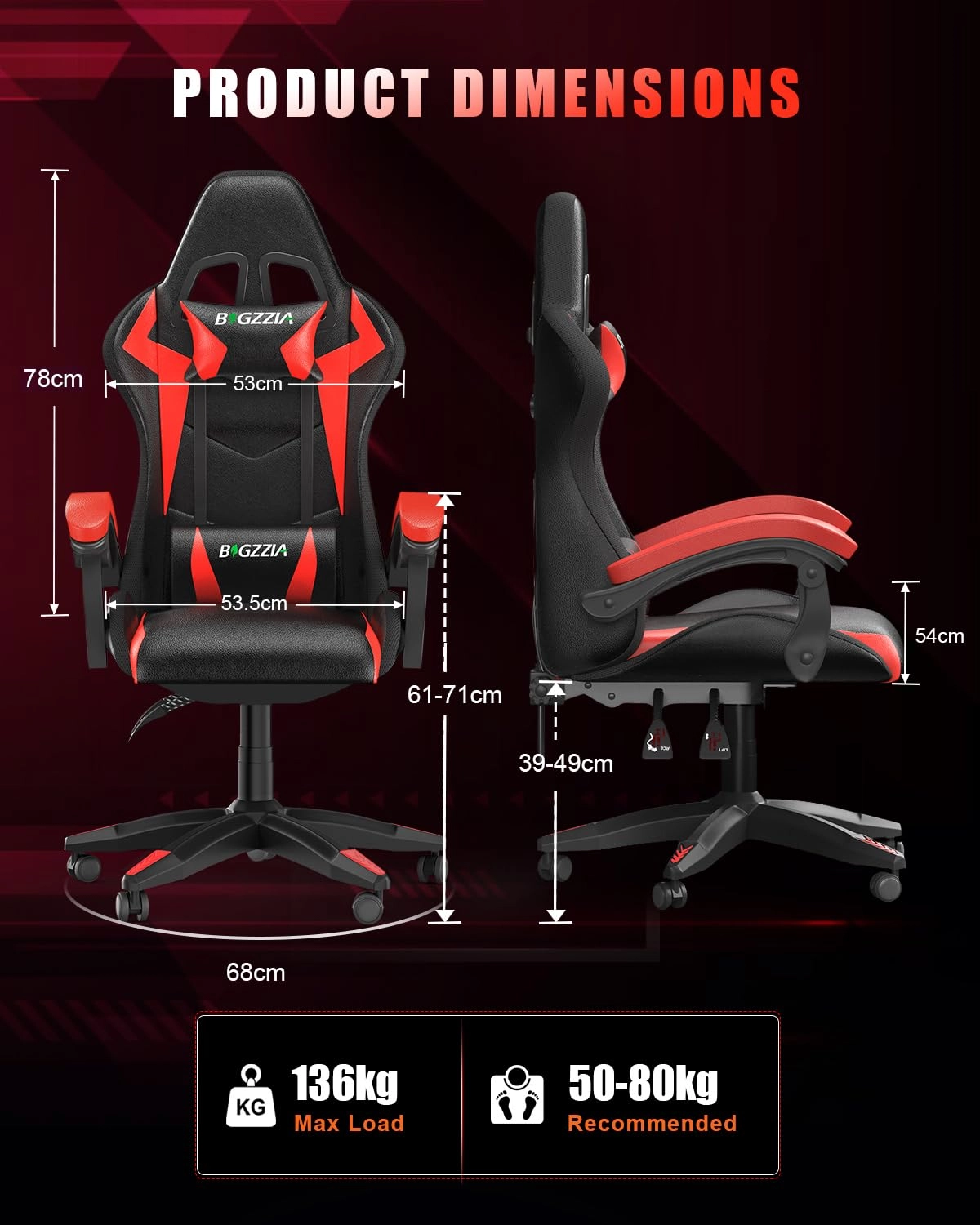 white LED gaming chair - RGB Reclining PU Leather