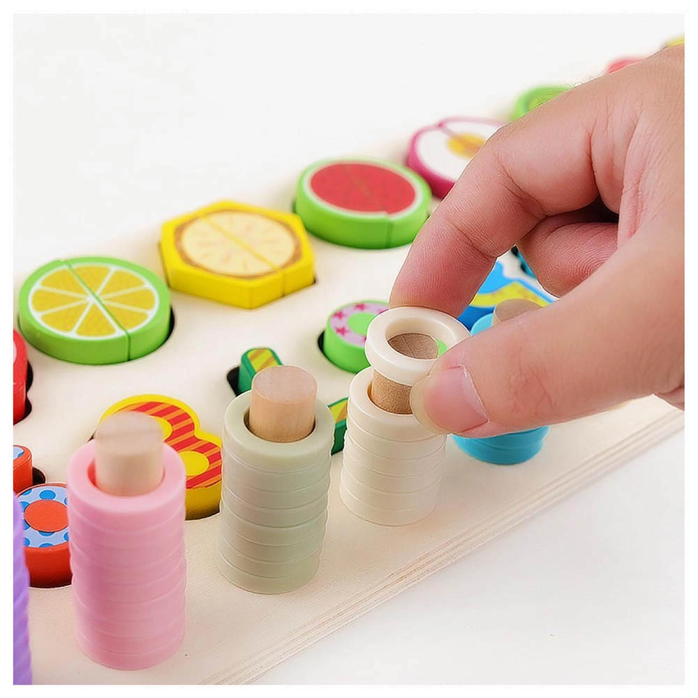 Wooden Number Fruit Shape Sorting Toy - Suitable for 3 years & above 77 pieces
