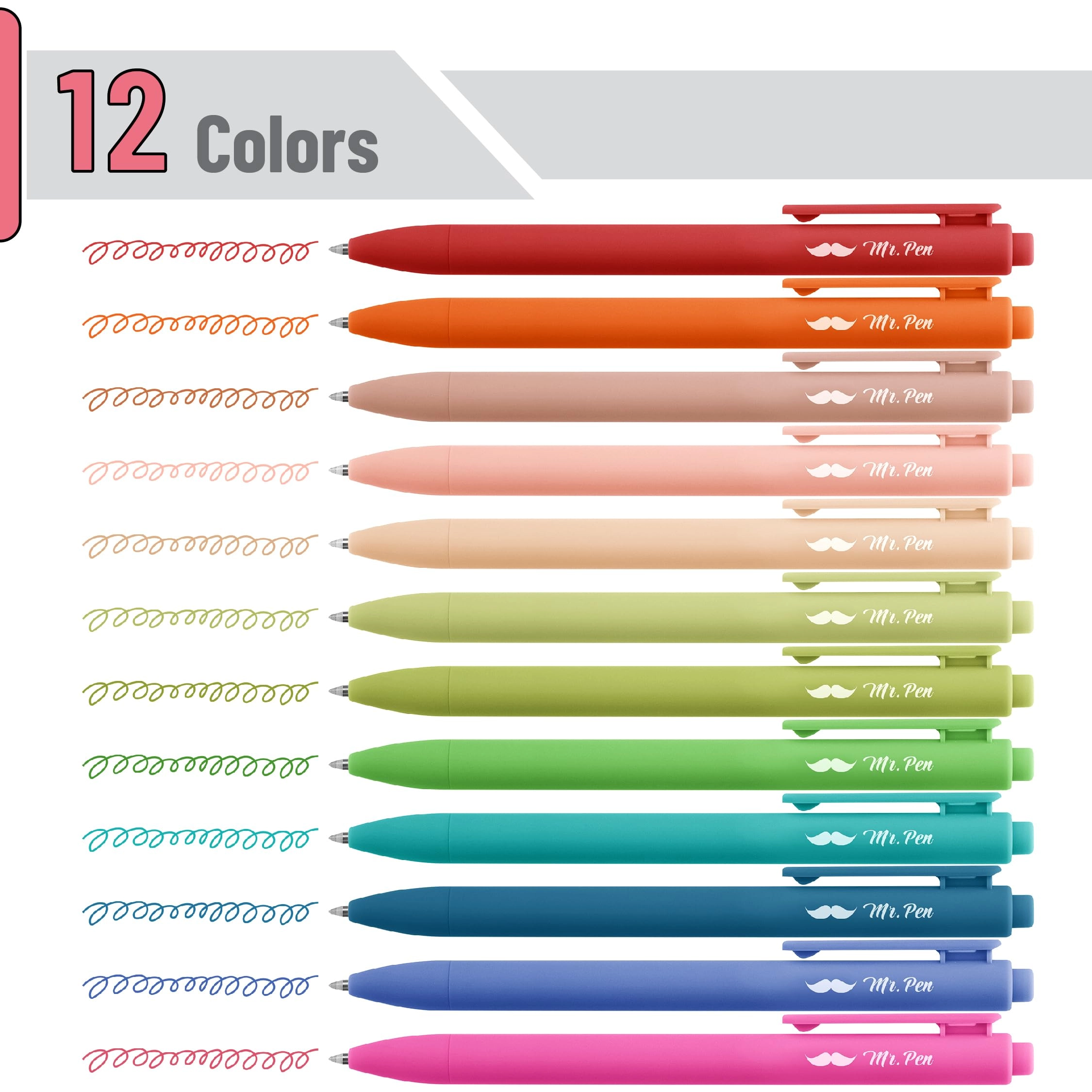 Retractable Gel Pens - 12 Pack 0.7mm