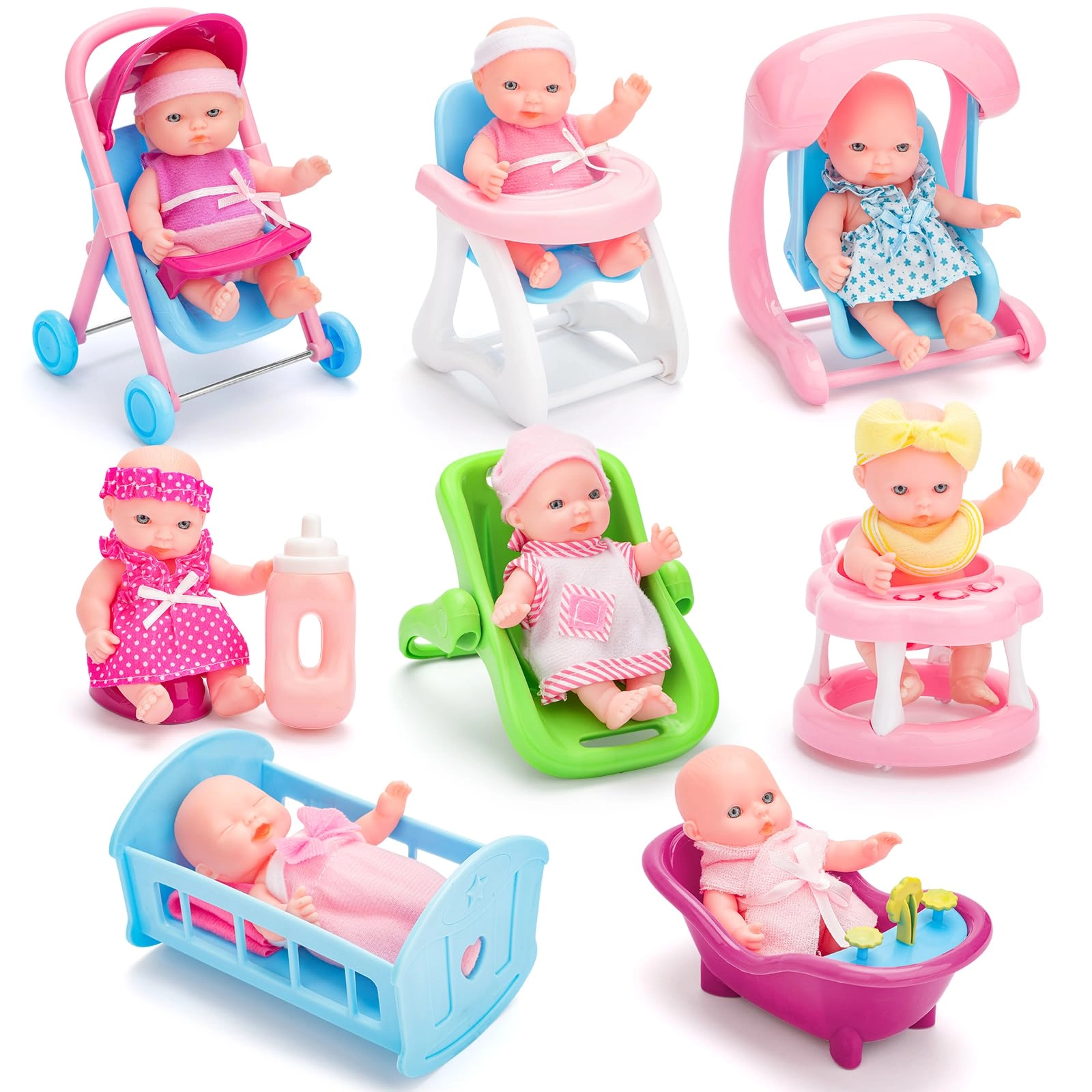 deAO Mini Baby Doll Set - 5" Plastic Ages 3+