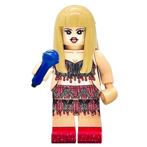 Superstar Minifigure - Blue Dress and Red Electric Guitar Set