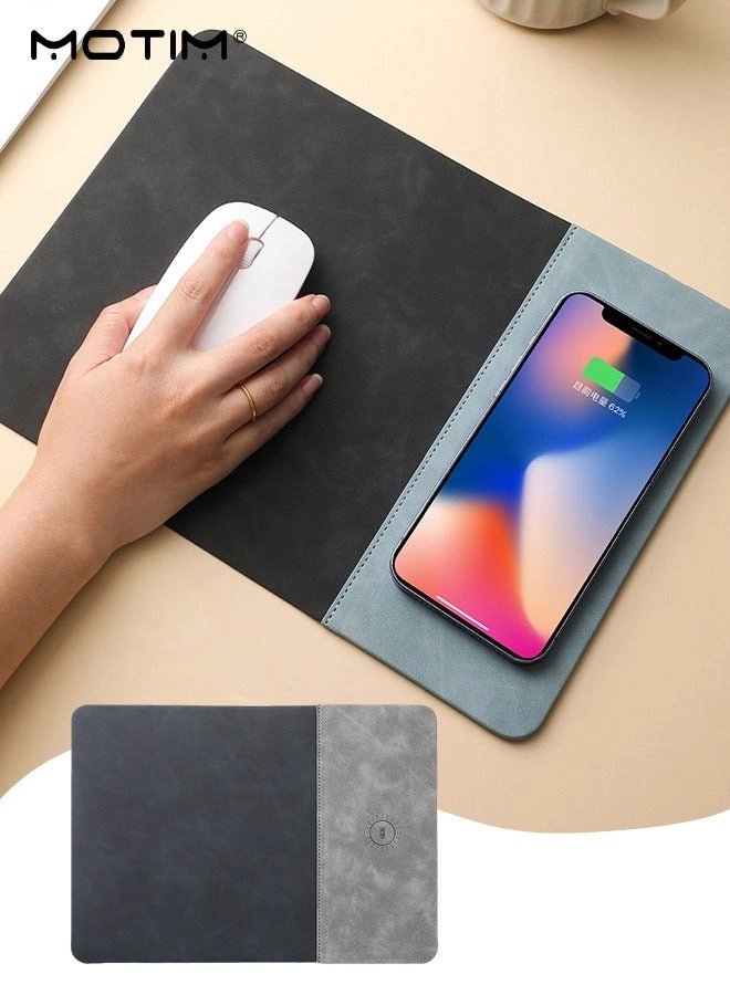 MOTIM Wireless Charging PU Leather Gaming Mouse Pad - 30x22 cm