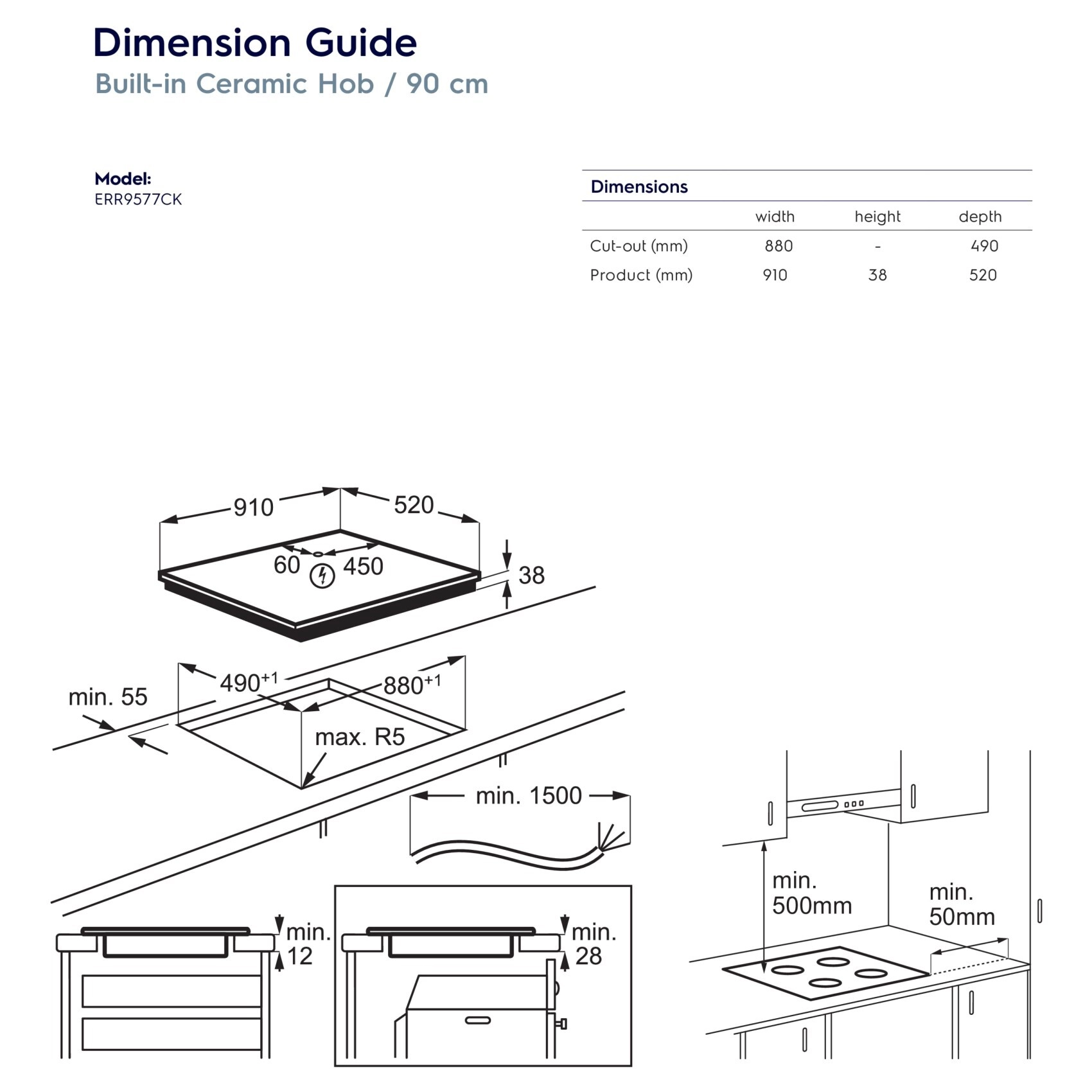 ERR9577CK Ceramic hob