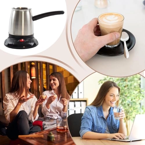 Stainless Steel Coffee Machine, Turkish Coffee Maker, Electric Coffee Maker Coffee Maker, Mocha Maker, Turkish Mocha Cooker, Cezve Made of Stainless Steel, 600 ml Capacity
