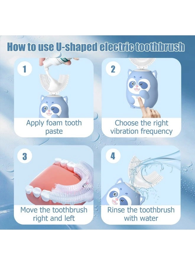 Kids Electric Toothbrushes u Shaped - Rechargeable 2 Mins Timer 6 Modes