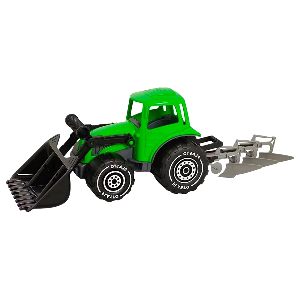Plasto Tractor With Frontloader & Plough - 52cm 1+