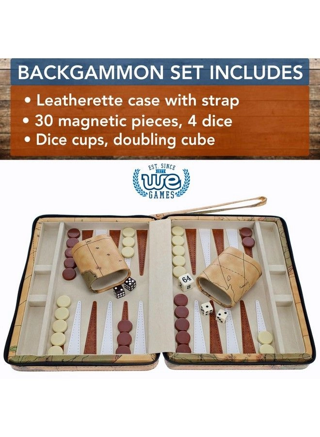 Backgammon Board - Magnetic Map Style + Carrying Strap