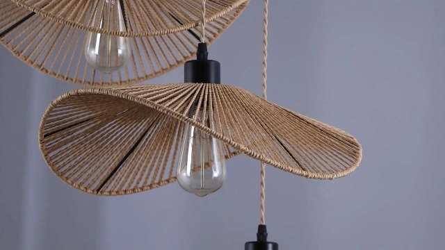 Rattan Pendant Light - 3-Lights Adjustable 41cm