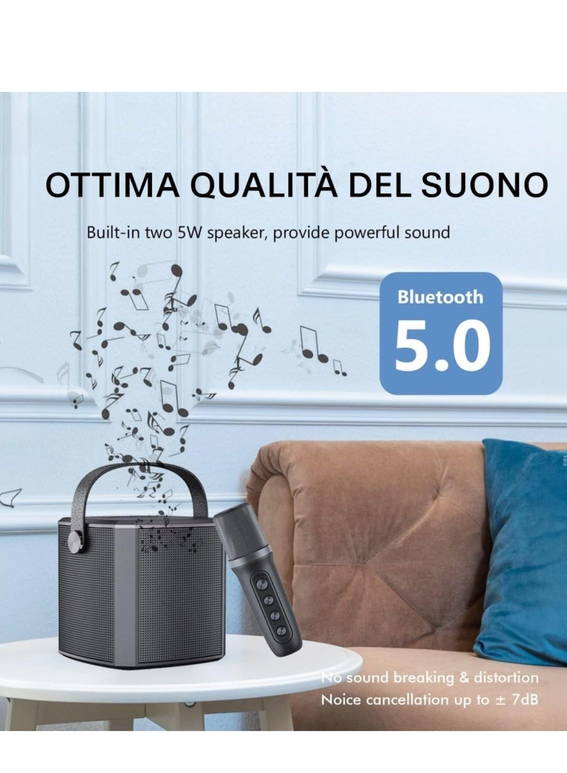 Portable Bluetooth Karaoke Speaker - Rechargeable wireless microphone Type-C charging TF Card support