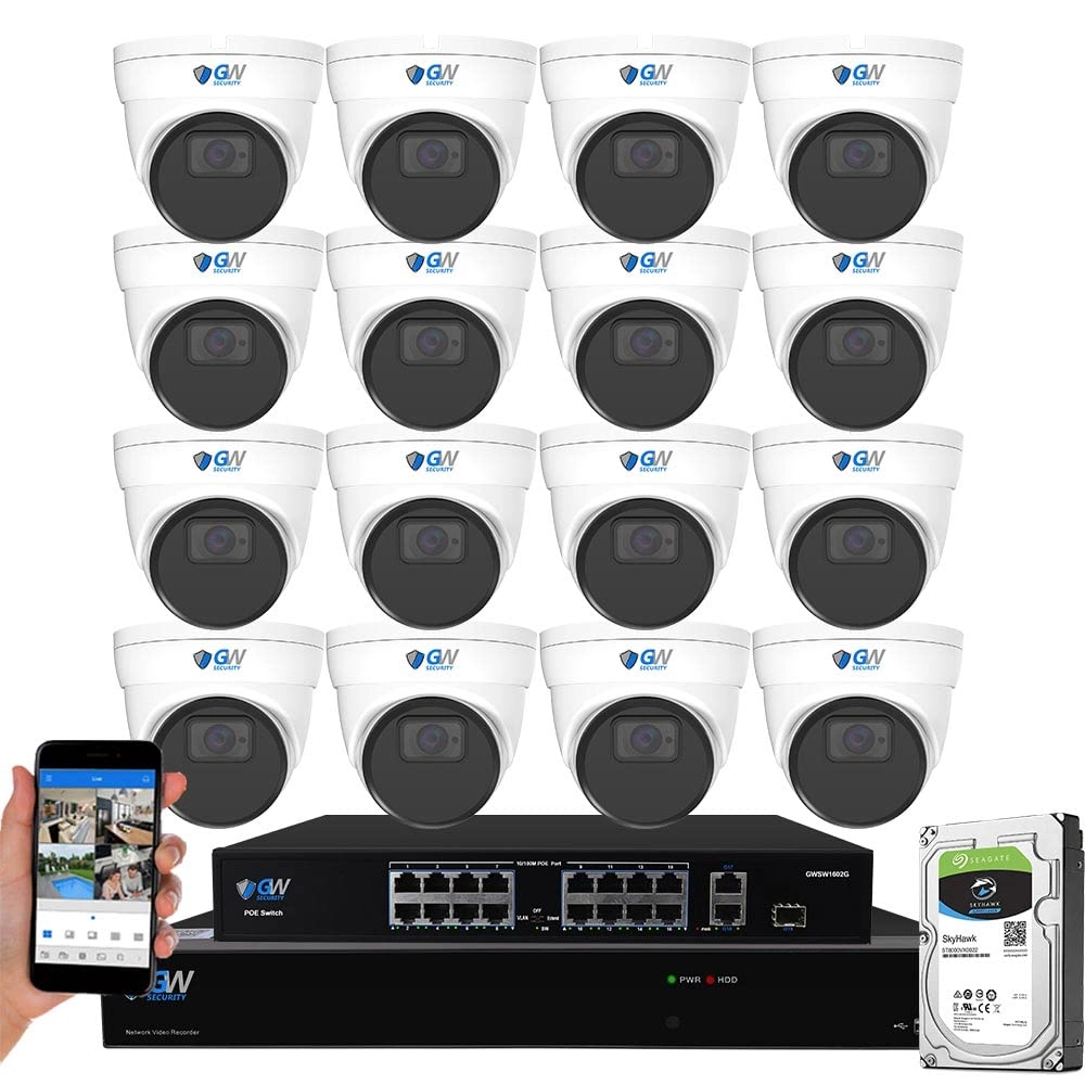 GW Security GW5532NSN - 32-Channel 8TB + GW12537MIC - 12MP Microphone + GWSW1602G - 16-Port PoE Switch + GWCAT60 - 60ft Cable + GWCAT100 - 100ft Cable