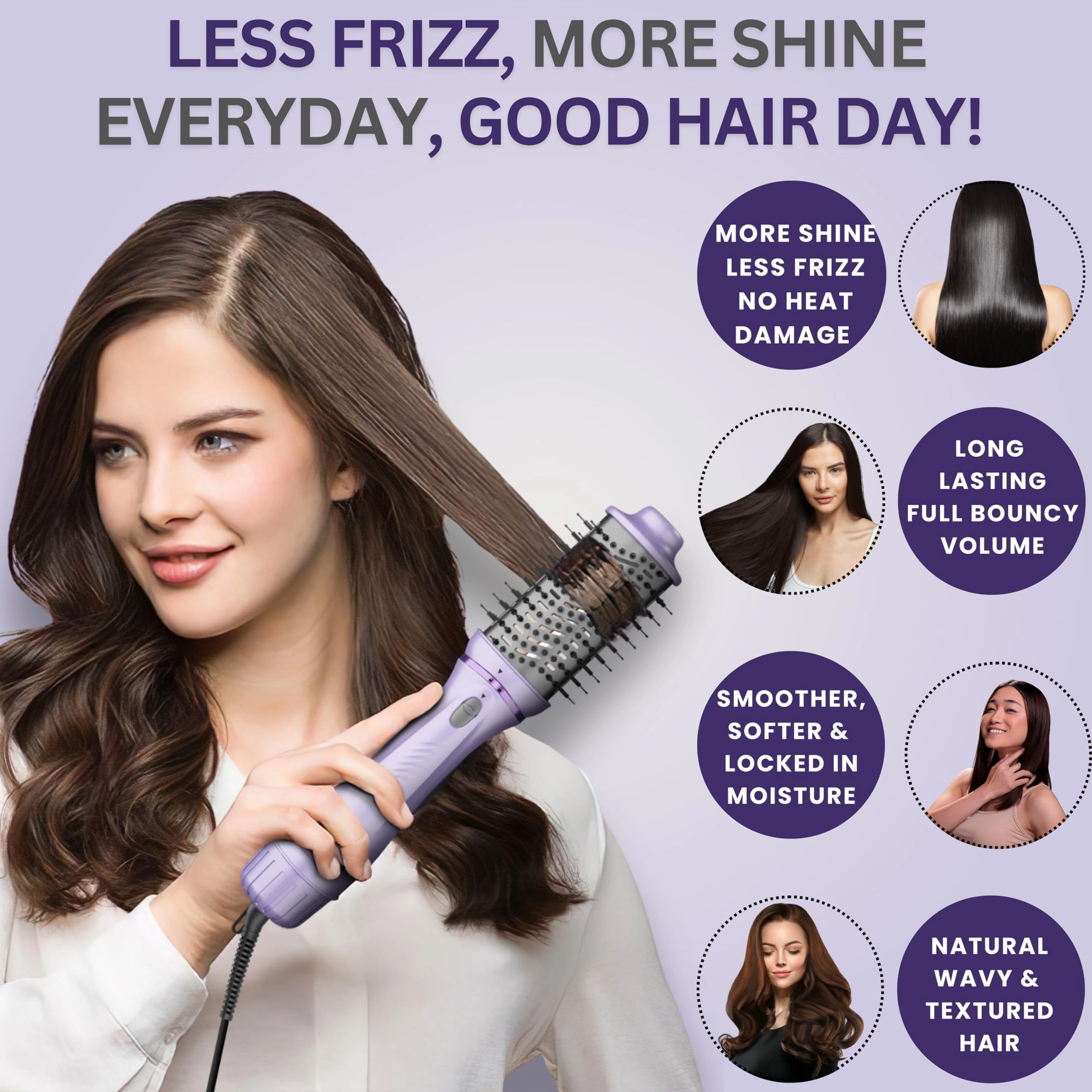Hot Air Brush - 4 Heat & Speed Modes 1200W