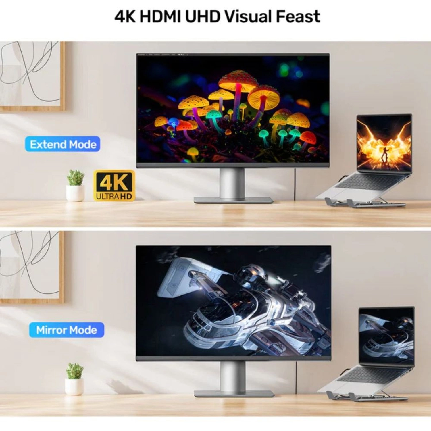 7-in-1 USB-C Foldable Laptop Stand - 100W Power Delivery 4K@60Hz HDMI