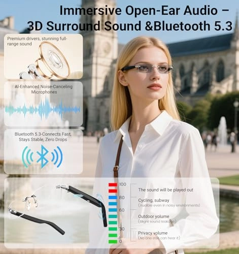 Smart Glasses - Polarized Bluetooth 5.3 Audio & Mic