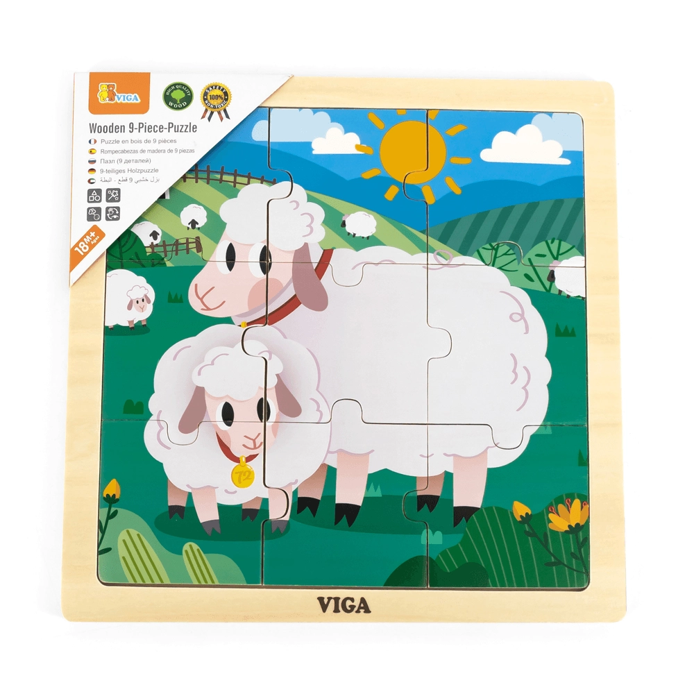 VIGA Sheep Wooden Puzzle (29464294-44622) - 9 pcs