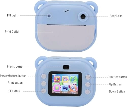 Instant Photo Camera Printer - 24MP 1080P 2 Inch