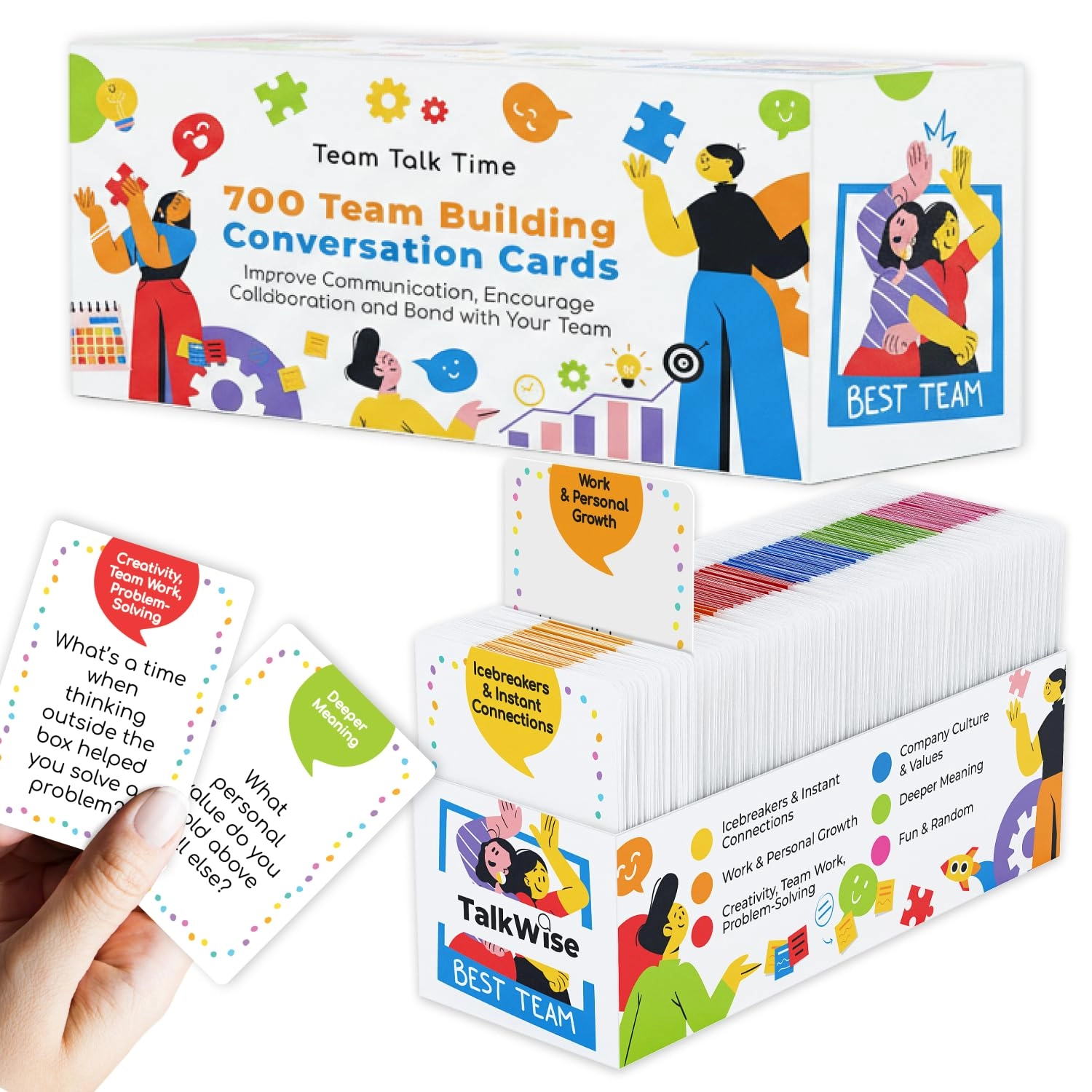 TALKWISE 700 Team Building Conversation Cards - English 18 years and up
