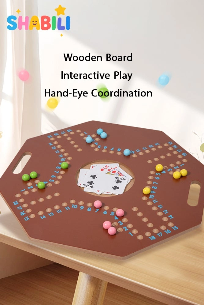 2-in-1 Board Game Set - Ludo Cribbage-style Marble Scoring