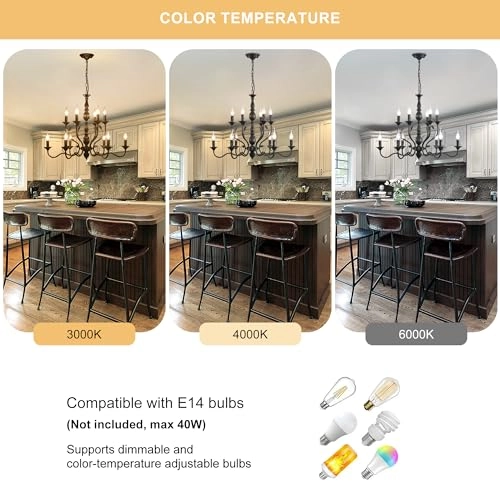 Ceiling Chandelier - French Country Black 12-Lights