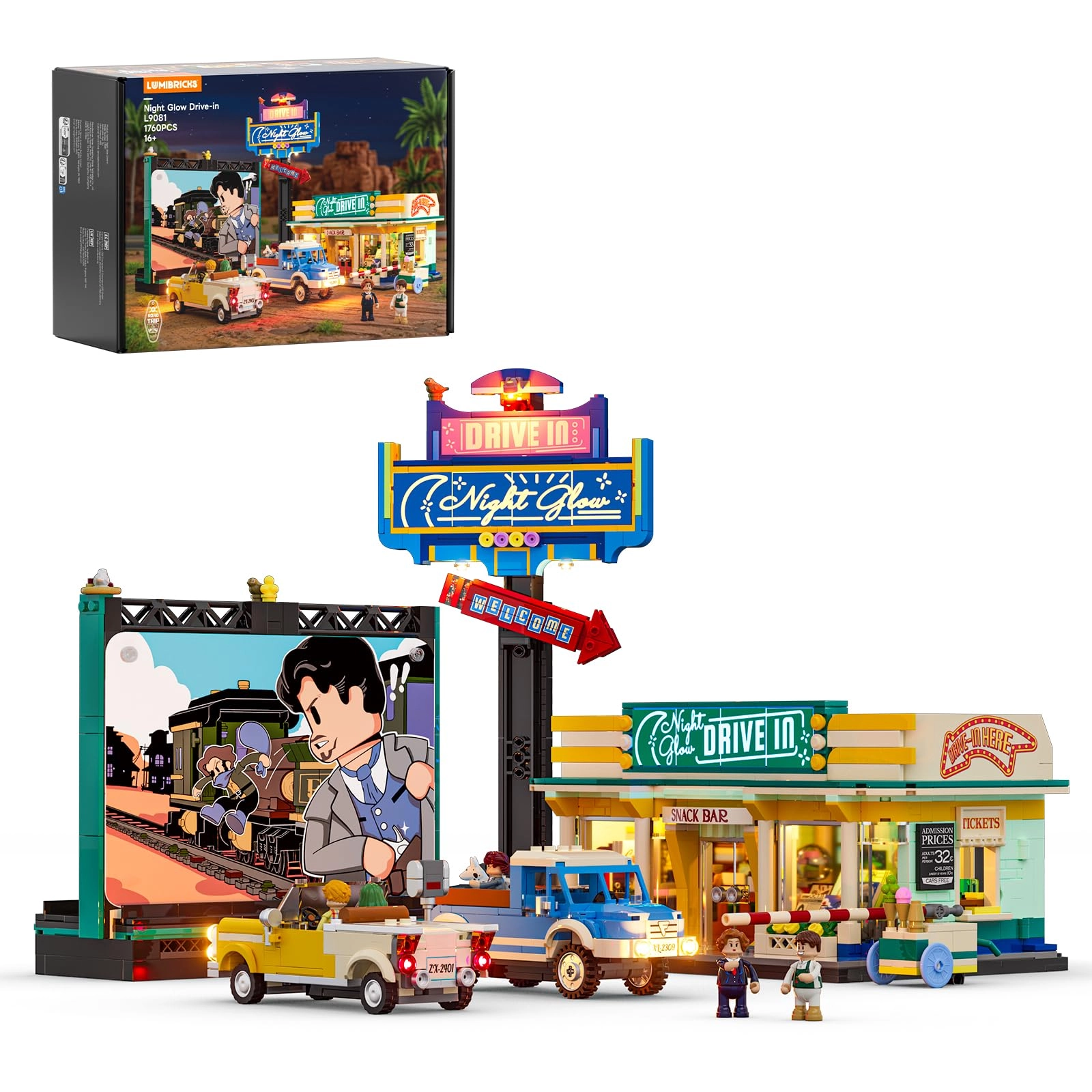 Lumibricks City Drive-in Theater Building Set - 1760 pcs