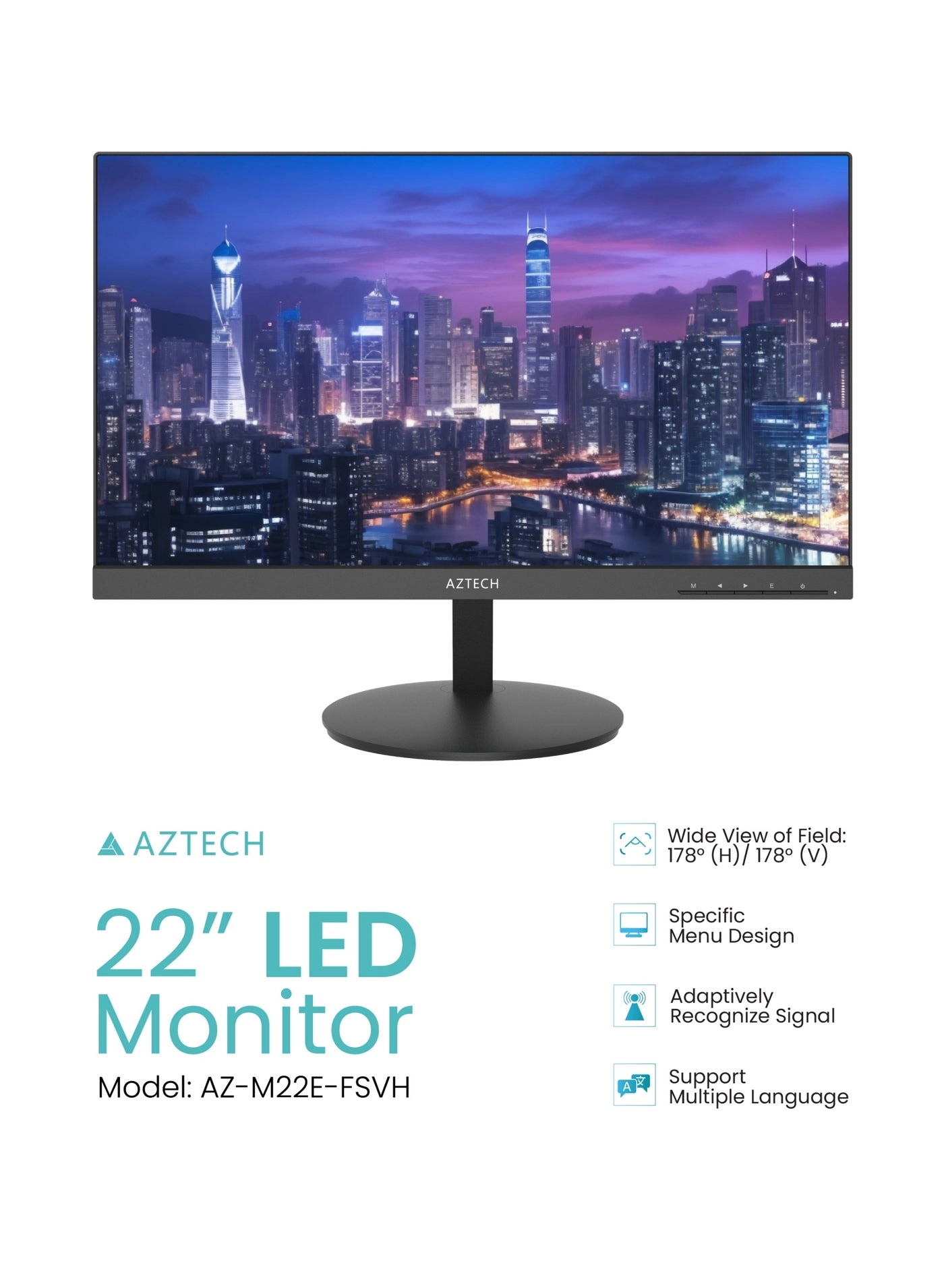 Aztech AZ-M22E-FSVH - 22 Inch 1920x1080