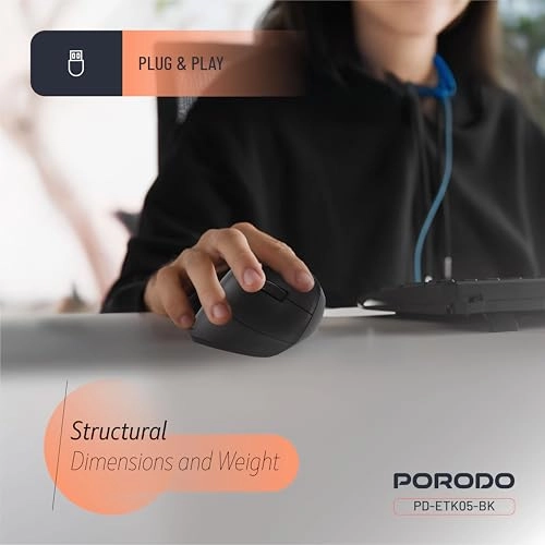 Vertical Ergonomic Optical Mouse - Bluetooth Wi-Fi