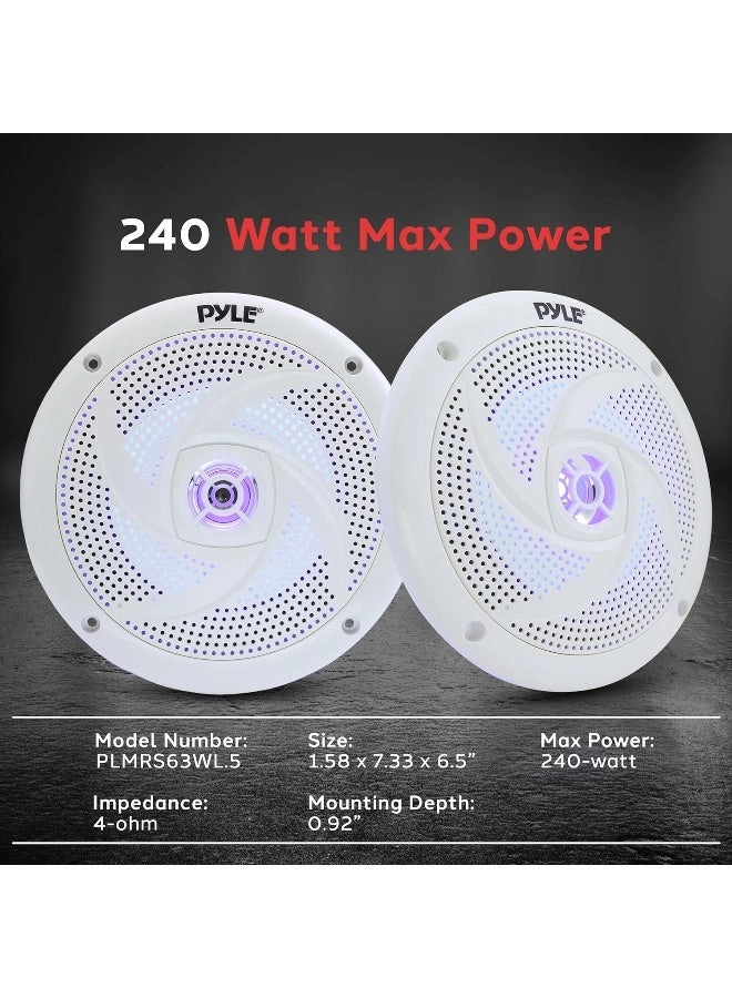 Low-Profile Waterproof Marine Speakers - 6.5 Inch 240W