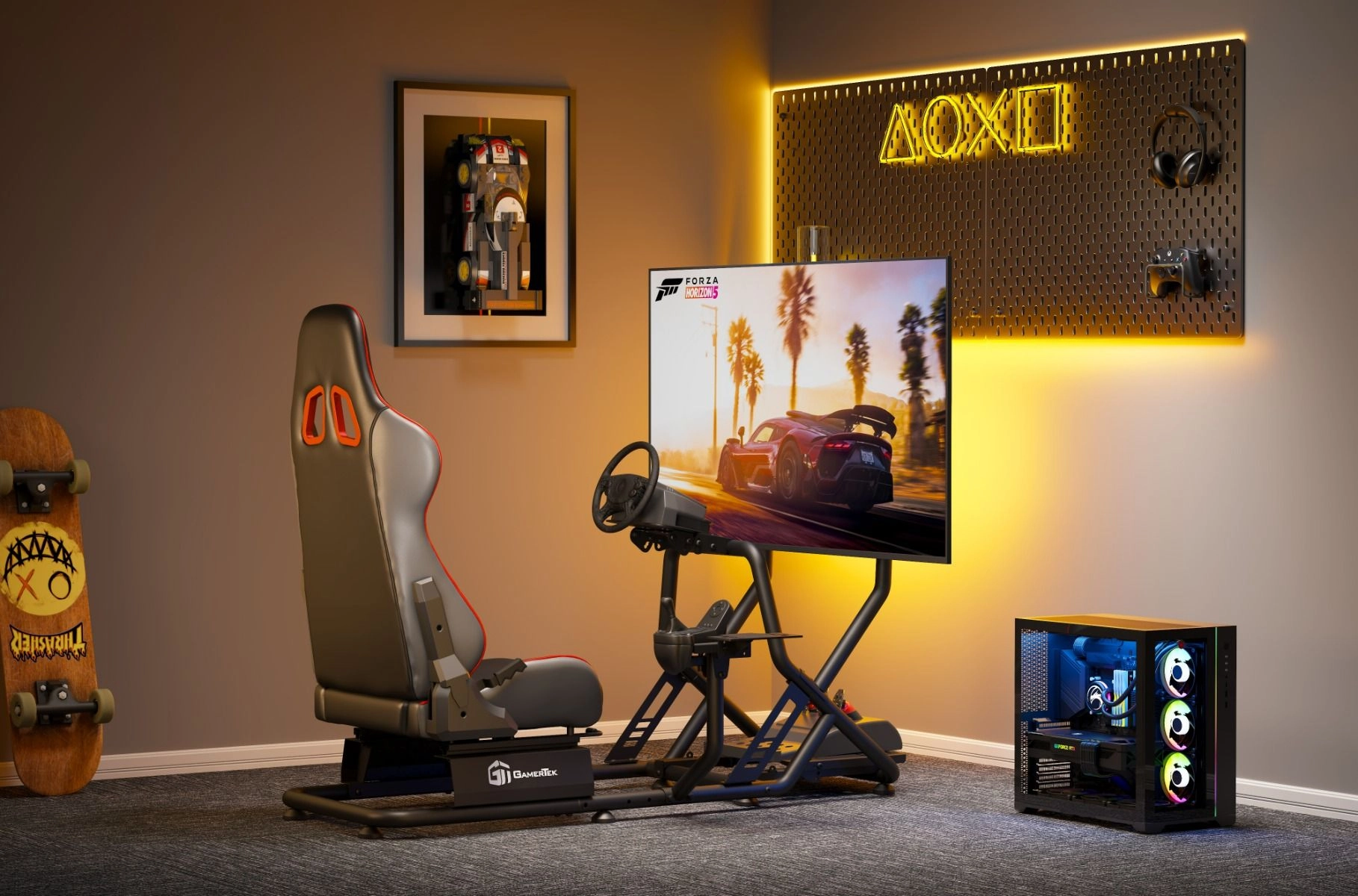 GridMaster Racing Cockpit - High Quality PU 180MM Seat Adjustment