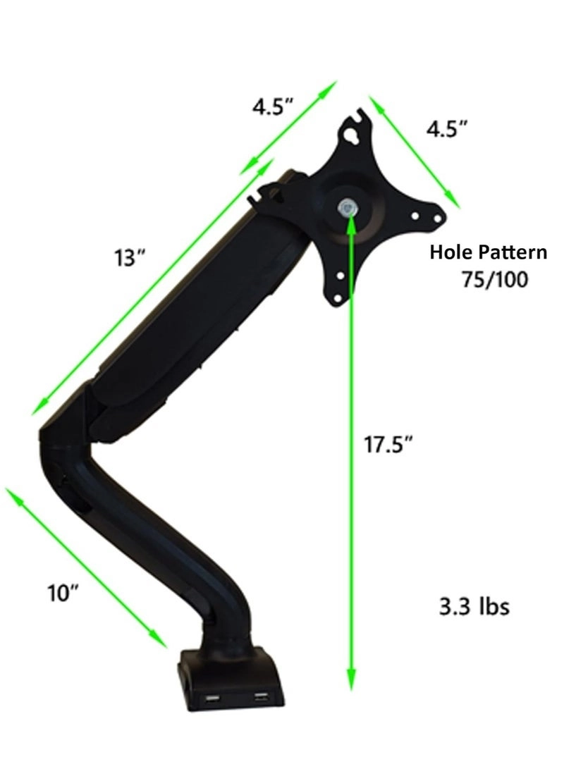 Single Monitor Arm - Single 13-32 Inch VESA 75x75/100x100mm